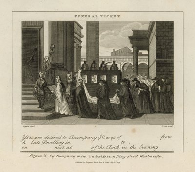 Lippu hautajaisiin tekijältä William Hogarth