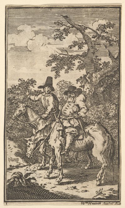 Hudibras Sallying Forth Seventeen Small Illustrations for Samuel Butlers Hudibras, no..., 1721-26. tekijältä William Hogarth