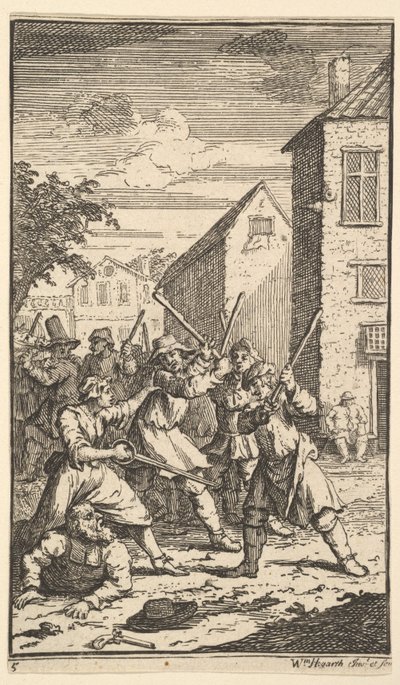 Hudibras voitti Trulla Seventeen Small Illustrations for Samuel Butlers Hudibr..., 1721-26. tekijältä William Hogarth