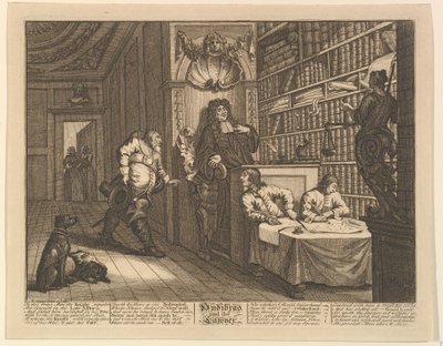 Hudibras ja lakimies Kaksitoista suurta kuvitusta Samuel Butlersille Hudibras, Plate..., 1725-68. tekijältä William Hogarth