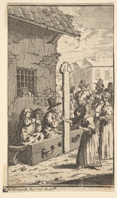 Hudibras in Tribulation Seitsemäntoista pientä kuvitusta Samuel Butlersille Hudibras, no..., 1721-26. tekijältä William Hogarth