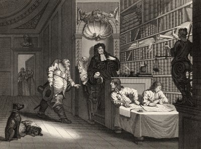 Hudibras asianajajan kanssa, Samuel Butlerin (1612-80) "Hudibrasista", George Presburyn kaivertama, William Hogarthin teoksista, julkaistu 1833 tekijältä William Hogarth