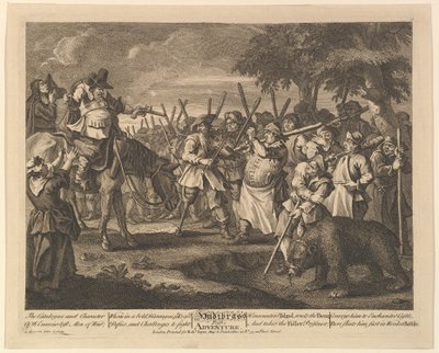 Hudibrassin ensimmäinen seikkailu Kaksitoista suurta kuvitusta Samuel Butlersille Hudibras, Pl..., 1725-68. tekijältä William Hogarth