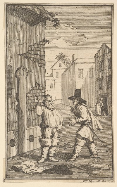 Hudibras ja Ralpho kiistelevät seitsemäntoista pientä kuvitusta Samuel Butlerin Hudibrasille..., 1721-26. tekijältä William Hogarth