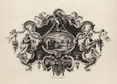 E. Chavanen kaivertaman hopeanvärisen säiliön jäljennös teoksesta "The Works of William Hogarth", julkaistu 1833 tekijältä William Hogarth