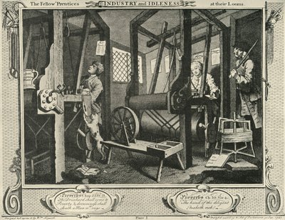 Weavers Workshopin sisustus, 1747, 1925. tekijältä William Hogarth
