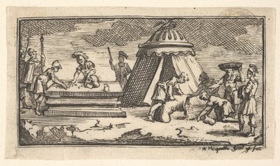 Myönnetty ohra vehnän sijaan [ensimmäinen versio] John Beaver, Roman Military Punishme..., vuoden 1725 jälkeen. tekijältä William Hogarth