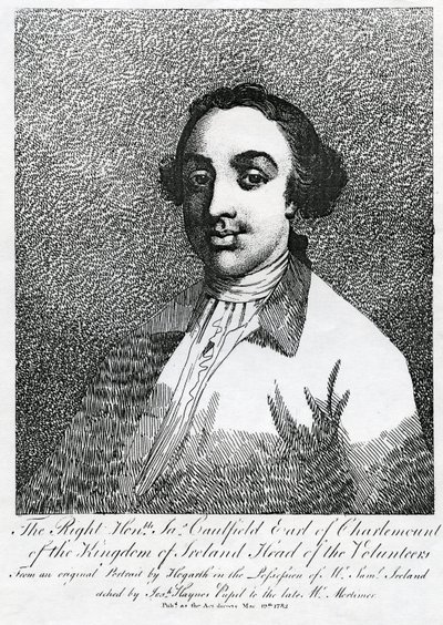 James Caulfield, Charlemontin ensimmäinen jaarli, kaiverrus Joseph Haynes, 1782 tekijältä William Hogarth