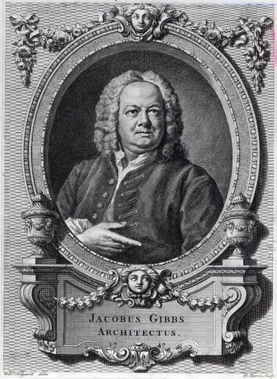 James Gibbs, kaiverrus Bernard Baron, 1747 tekijältä William Hogarth