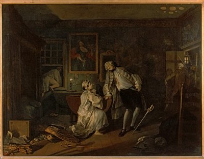 Avioliitto A-la-Mode: 5. Bagnio ... (öljy kankaalle) (öljy kankaalle) tekijältä William Hogarth