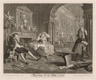Muodikas avioliitto: Levy II, 1745. tekijältä William Hogarth