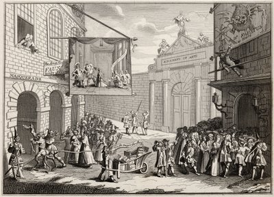 Masquerades and Operas, Burlington Gate, teoksesta The Works of Hogarth, julkaistu 1833 tekijältä William Hogarth