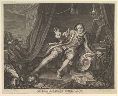 Herra Garrick Richard III:n hahmossa, 20. kesäkuuta 1746. tekijältä William Hogarth