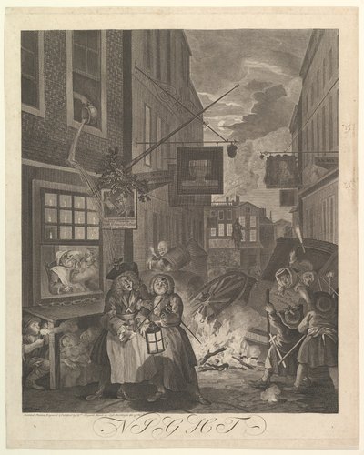 Night The Four Times of Day, 25. maaliskuuta 1738. tekijältä William Hogarth