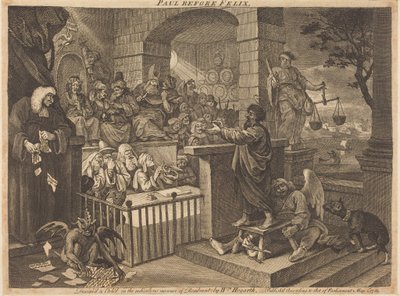 Paavali Felixin edessä burleskina tekijältä William Hogarth