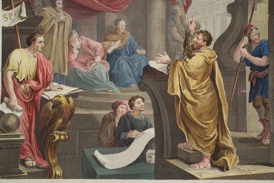 Paavali ennen Felixiä, kuvitus teoksesta "Hogarth Restored: The Whole Works of kuuluisan William Hogarthin, uudelleenkaivertanut Thomas Cook", pub. 1812 (käsinvärinen kaiverrus) tekijältä William Hogarth