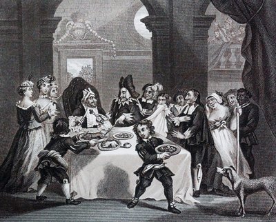 Sancho at the Feast, nälkiintynyt hänen lääkärinsä, kirjoittanut William Hogarth tekijältä William Hogarth