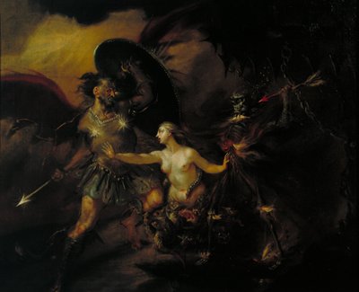Saatana, synti ja kuolema (Kohtaus Miltonin teoksesta ”Paradise Lost”) tekijältä William Hogarth