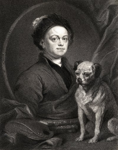 Omakuva, Galleria of Portraits -teoksesta, julkaistu 1833. tekijältä William Hogarth