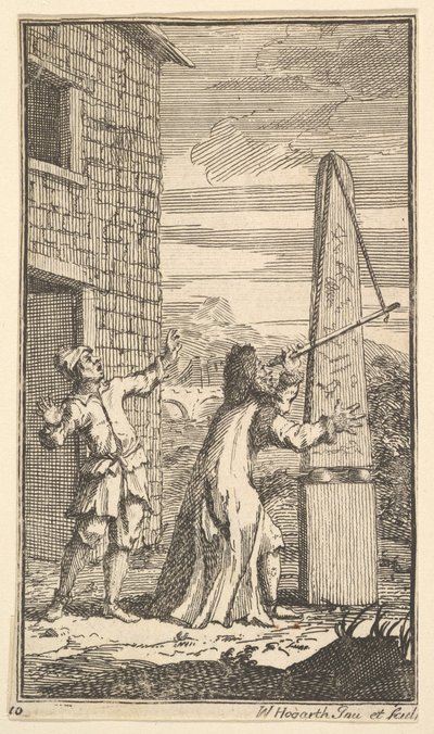 Sidrophel tutkimassa leijaa kaukoputkensa kautta Seitsemäntoista pientä kuvitusta S..., 1721-26. tekijältä William Hogarth