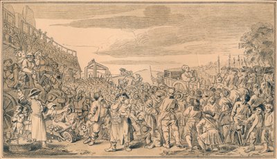 Luonnos Teollisuuden ja tyhjäkäynnin levylle XI, 1747 tekijältä William Hogarth