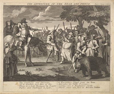 Karhun ja viulun seikkailu Levy 3: Kuvituksia Samuel Butlersille..., 1725-30. tekijältä William Hogarth