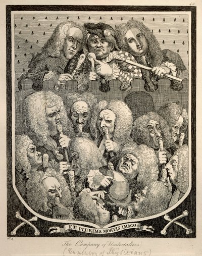 Georg Friedrich Haendelin The Company of Undertakers, William Hogarthin karikatyyrikaiverrus tekijältä William Hogarth