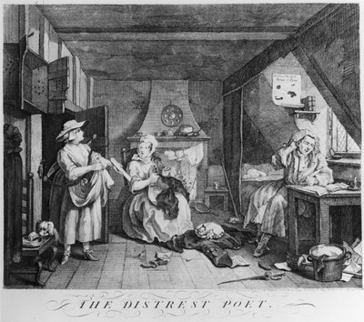 Ahdistunut runoilija, 1740 tekijältä William Hogarth