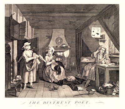 The Distrest Poet, 1741 tekijältä William Hogarth