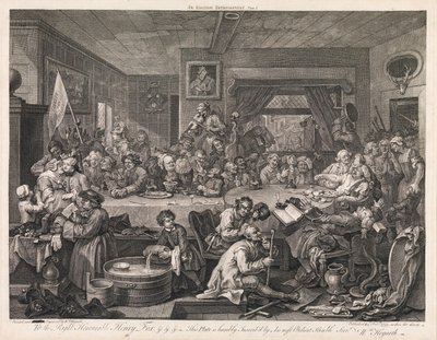 Vaalit, taulu 1: "Vaalikestit" tekijältä William Hogarth