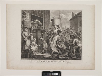 Raivostunut muusikko (etsaus ja kaiverrus) tekijältä William Hogarth