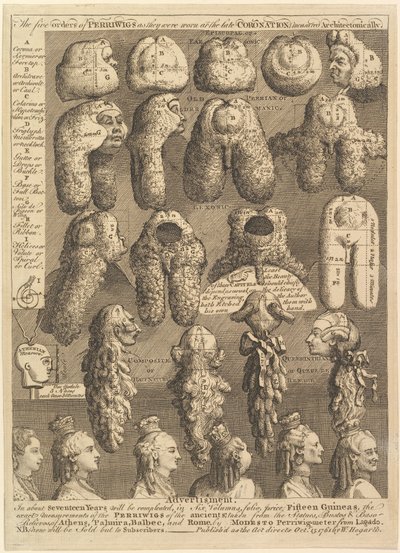 Periwigin viisi ritarikuntaa, 1761. tekijältä William Hogarth