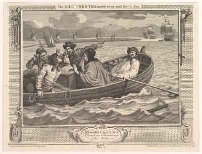 Idle Prentice kääntyi pois ja lähetettiin meriteollisuuteen ja joutilaisuuteen, levy..., 30. syyskuuta 1747. tekijältä William Hogarth