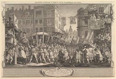 The Industrious Prentice Lord Mayor of London: Industry and Idleness, plate..., 30. syyskuuta 1747. tekijältä William Hogarth
