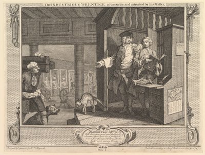 Ahkera Prentice on suosikki, ja hänen mestarinsa uskottuna: Teollisuus ..., 30. syyskuuta 1747. tekijältä William Hogarth