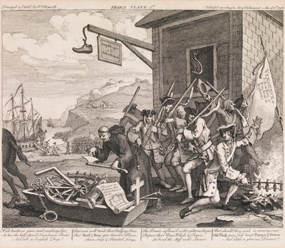 Hyökkäys, laatta 1: "Ranska" tekijältä William Hogarth
