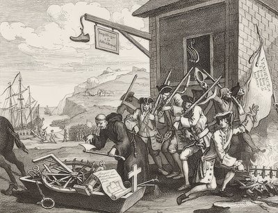 The Invasion, levy 1: Ranska / Die Invasion, Blatt 1: Ranska. 1756 tekijältä William Hogarth