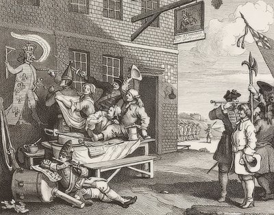 The Invasion, levy 2: Englanti / Die Invasion, Blatt 2: Englanti. 1756 tekijältä William Hogarth