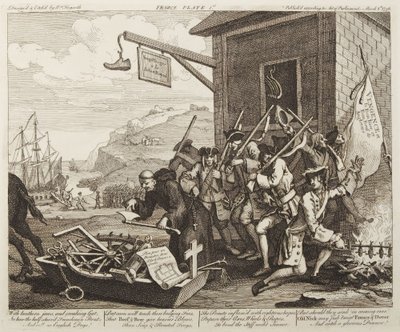 Maahantunkeutuminen, laatta 1: Ranska tekijältä William Hogarth