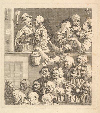 Naurava yleisö, joulukuu 1733. tekijältä William Hogarth
