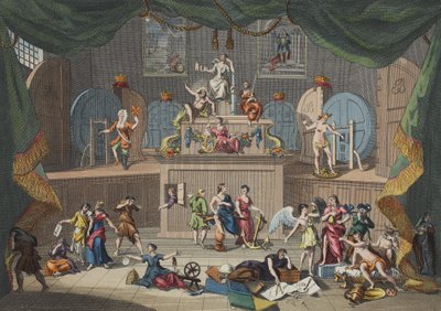 The Lottery, kuvitus teoksesta "Hogarth Restored: The Whole Works of the Familled William Hogarth, re-engraved by Thomas Cook", pub. 1812 (käsin väritetty kaiverrus). tekijältä William Hogarth