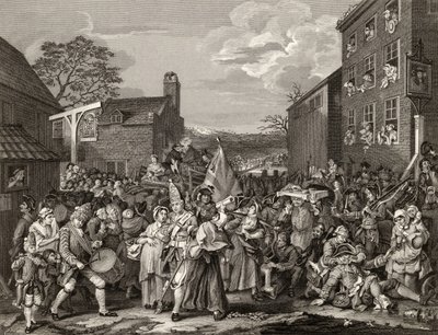 The March to Finchley, kaiverrettu T.E. Nicholson teoksesta The Works of Hogarth, julkaistu 1833 tekijältä William Hogarth