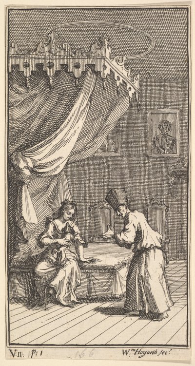 The New Metamorphosis, Levy 5: Fantasio, Muuntunut lapikoiraksi, Donna The...:n kanssa, 1724. tekijältä William Hogarth