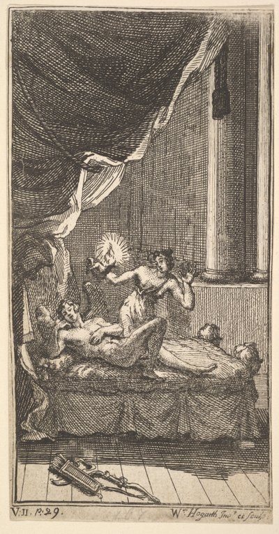 Uusi metamorfoosi, levy 6: Amorin ja psyyken tarina, 1724. tekijältä William Hogarth
