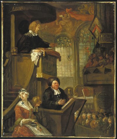 Nukkuva seurakunta, 1728 tekijältä William Hogarth