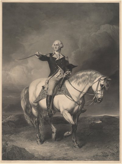 aGeorge Washington hevosen selässä tekijältä William Holl II after John Faed