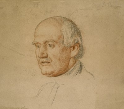Tri Bloxhamin muotokuva (musta ja punainen liitu ruskealla kortilla) tekijältä William Holman Hunt