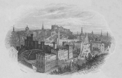 Edinburgh Calton Hilliltä, 1800-luvun alkupuoliväli. tekijältä William Home Lizars