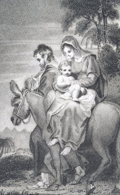 Lento Egyptiin, pastori J. Milnerin teoksesta Siunatun Herramme ja Vapahtajamme Jeesuksen Kristuksen historia ja elämä, julkaisija B. Crosby, 1808 tekijältä William Hopwood