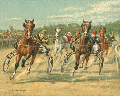 Historialliset ja nykyaikaiset kilpailut, ravi- ja tahdistuskisat (chromolitho) tekijältä William Hounsom Byles